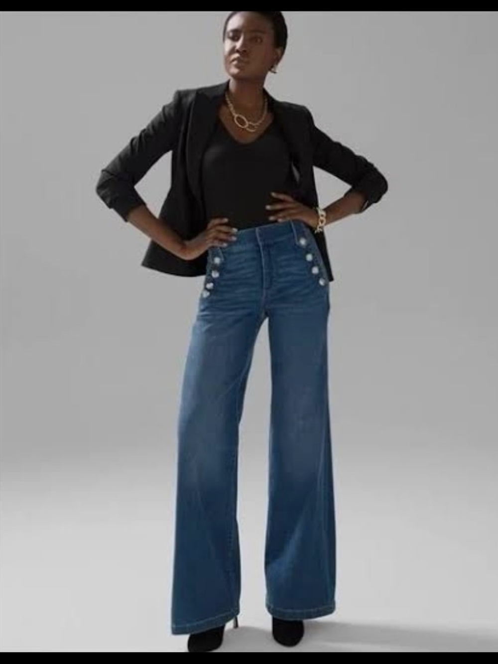 White House Black Market High Rise Mariner Everyday Soft Wide Leg Jeans NWT Sz 4